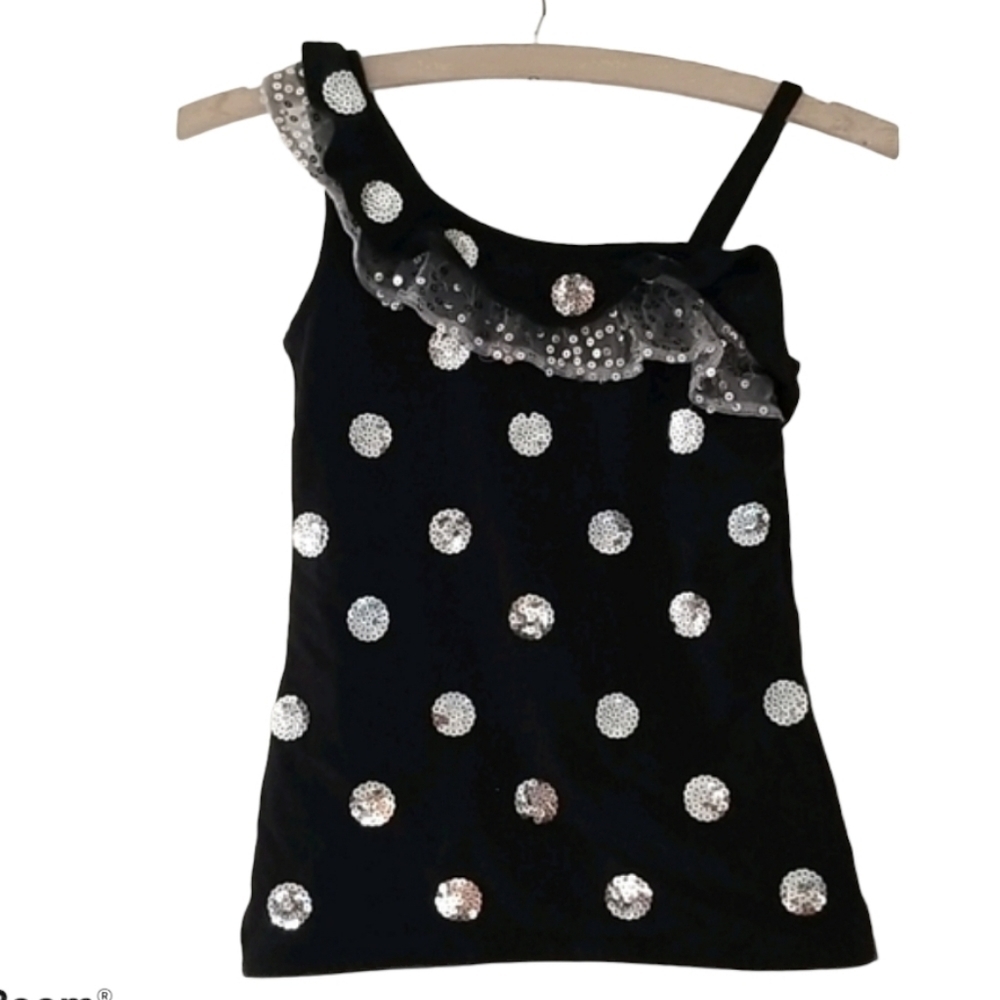 Justice Brand Girls Top Black & Silver sequins